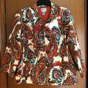 Women's Chico's Sz 0 Blazer Modern Ikat Geometric
